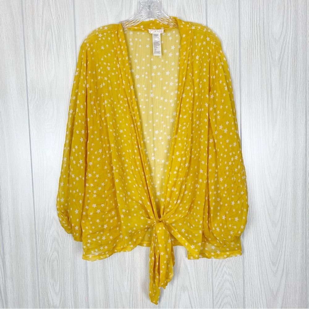 Free People | Yellow Star Dazed Tie Front Kimono One Size